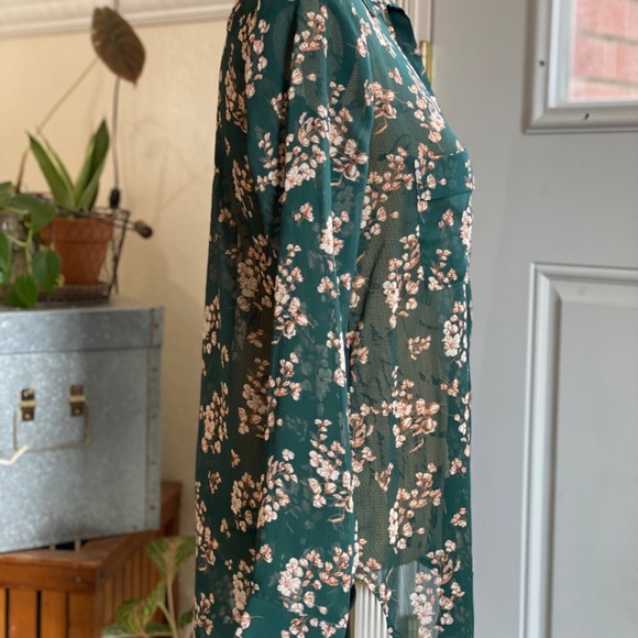 Pleione Small Sheer Green Floral Blouse - Picture 4 of 8